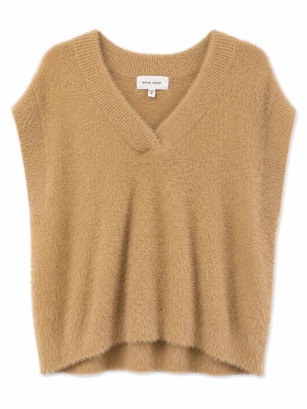 Dear John Camel Eyelash Knit Reversible Fuzzy V-Neck Sweater (Super Soft)